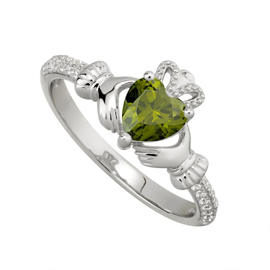 Sterling Silver Claddagh Birthstone Ring