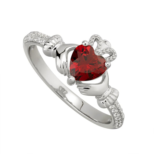 Sterling Silver Claddagh Birthstone Ring