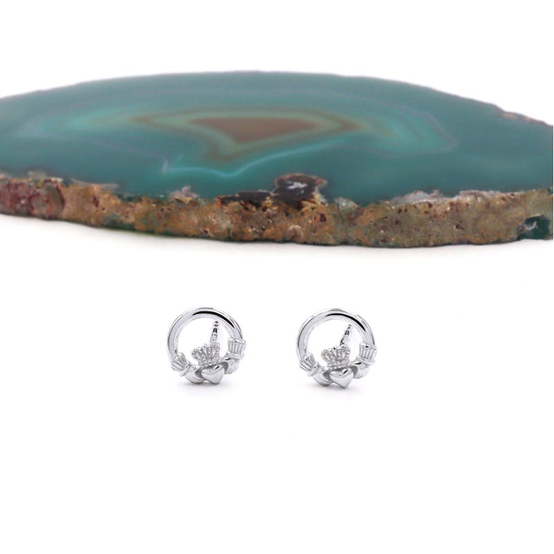 Small Sterling Silver Claddagh Stud Earrings