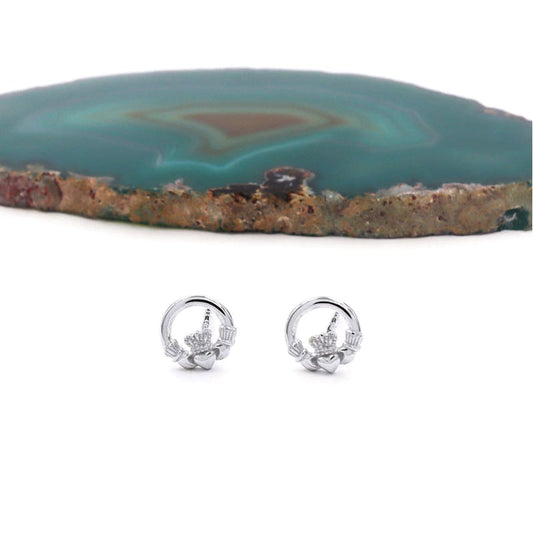 Small Sterling Silver Claddagh Stud Earrings
